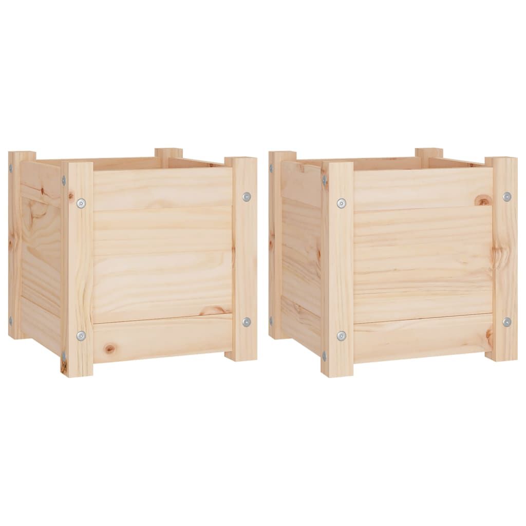 vidaXL Ζαρντινιέρες 2 τεμαχίων 31 x 31 x 31 εκ. από Μασίφ Ξύλο Πεύκου