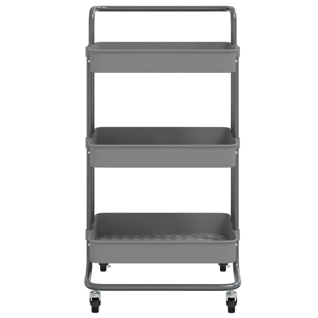 vidaXL Τρόλεϊ Κουζίνας 3 Επιπέδων Γκρι 42 x 35 x 85 εκ. Σίδερο/ABS