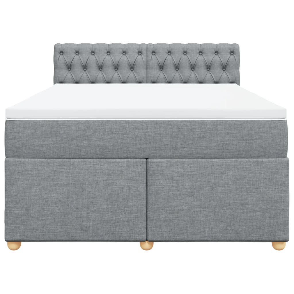 vidaXL Κρεβάτι Boxspring με Στρώμα Ανοιχτό Γκρι 140x200 εκ. Υφασμάτινο
