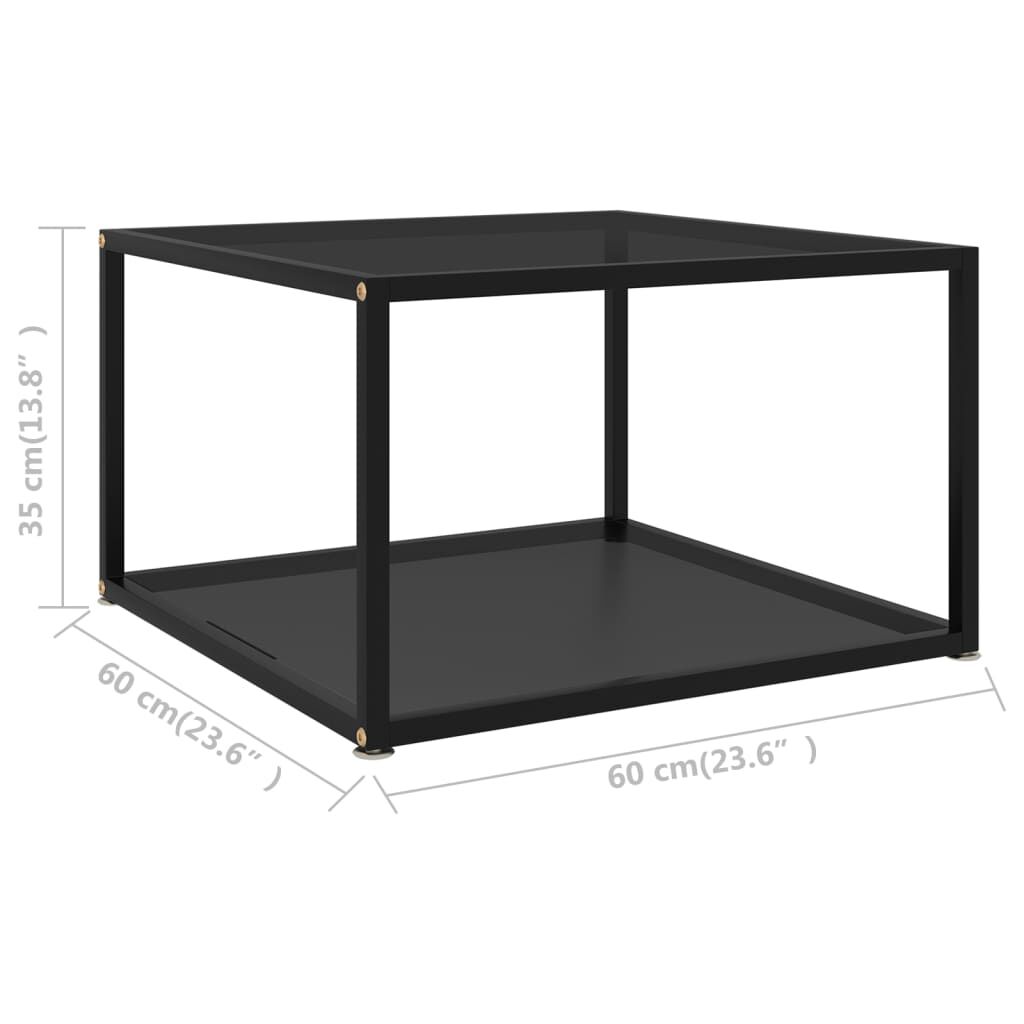 vidaXL Τραπεζάκι Σαλονιού Μαύρο 60 x 60 x 35 εκ. από Ψημένο Γυαλί