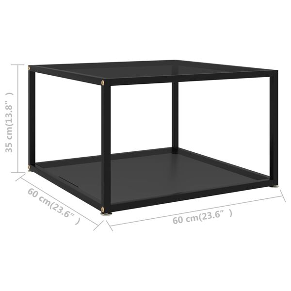 vidaXL Τραπεζάκι Σαλονιού Μαύρο 60 x 60 x 35 εκ. από Ψημένο Γυαλί