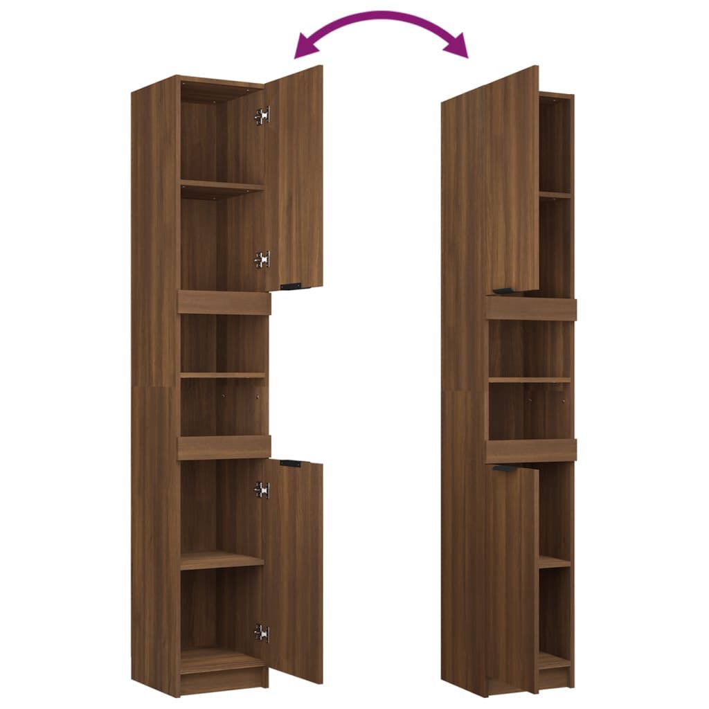 vidaXL Ντουλάπι Μπάνιου Καφέ Δρυς 32x34x188,5 εκ. Επεξεργασμένο Ξύλο