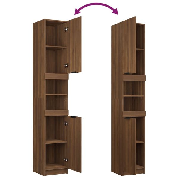 vidaXL Ντουλάπι Μπάνιου Καφέ Δρυς 32x34x188,5 εκ. Επεξεργασμένο Ξύλο