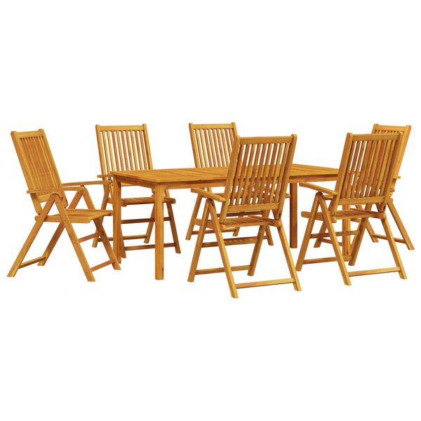vidaXL Σέτ φαγητού για κήπο 7 pcs Καφέ Μασίφ ξύλο ακακίας