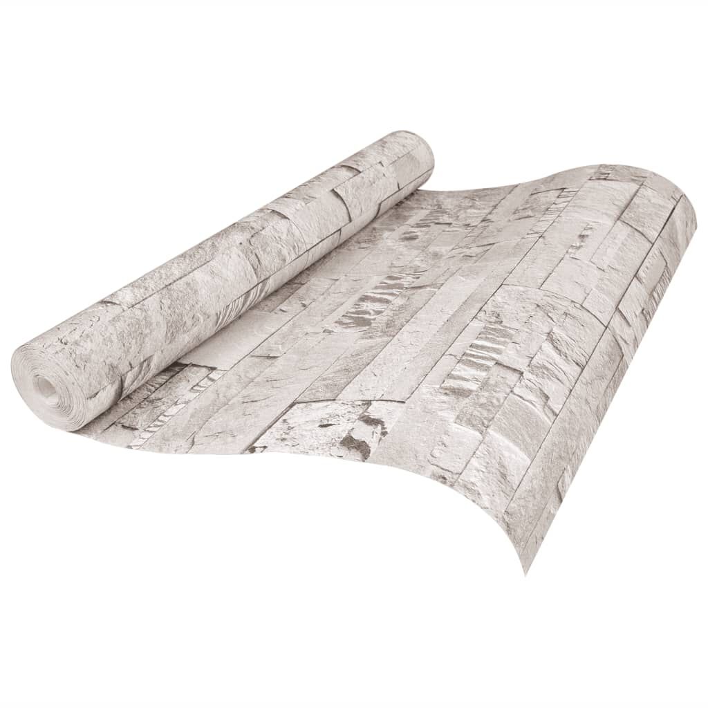 vidaXL Ταπετσαρία 3D με Σχέδιο Πέτρας Κρεμ 10x0,53μ Non-woven