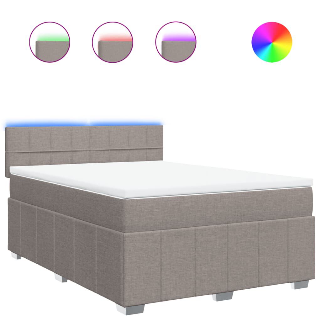 vidaXL Κρεβάτι Boxspring με Στρώμα Taupe 160x200 εκ. Υφασμάτινο