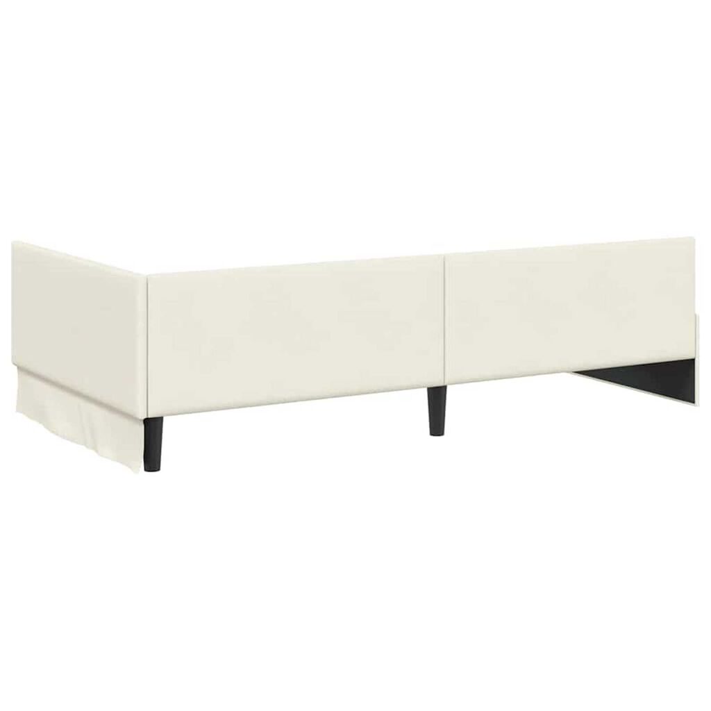 vidaXL Κρεβάτι Γωνίας Κρεμ 100 x 200 cm Βελούδο και Εργοστασιακό ξύλο