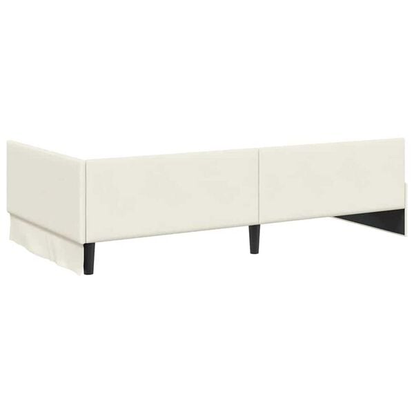 vidaXL Κρεβάτι Γωνίας Κρεμ 100 x 200 cm Βελούδο και Εργοστασιακό ξύλο