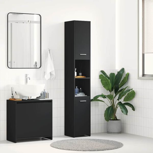 vidaXL Στήλη Μπάνιου Μαύρη 30 x 30 x 183,5 εκ. από Επεξεργασμένο Ξύλο