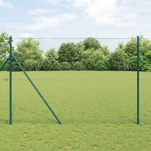 vidaXL Εξαγωνικός φράχτης Πράσινο 1.6 x 25 m Ατσάλι