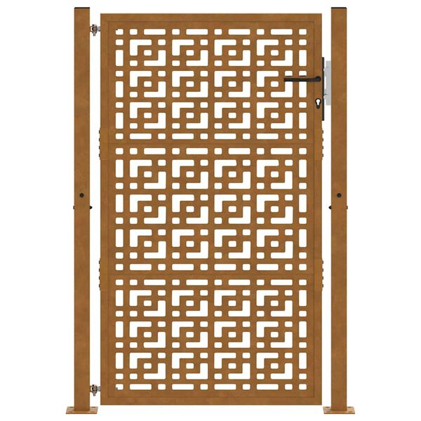 vidaXL Πύλη κήπου 105x155 cm Σταυρός σχεδιασμού από διαβρωμένο χάλυβα