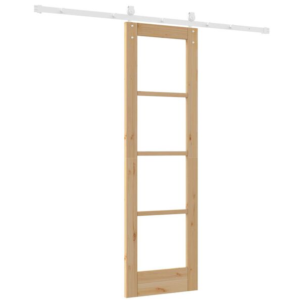 vidaXL Ολισθητή Πόρτα Καφέ 61 x 198.5 εκ. Ξύλο και μέταλλο