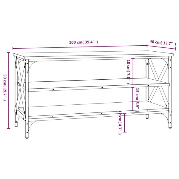 vidaXL Έπιπλο Τηλεόρασης Καπνιστή Δρυς 100x40x50 εκ. Επεξ. Ξύλο