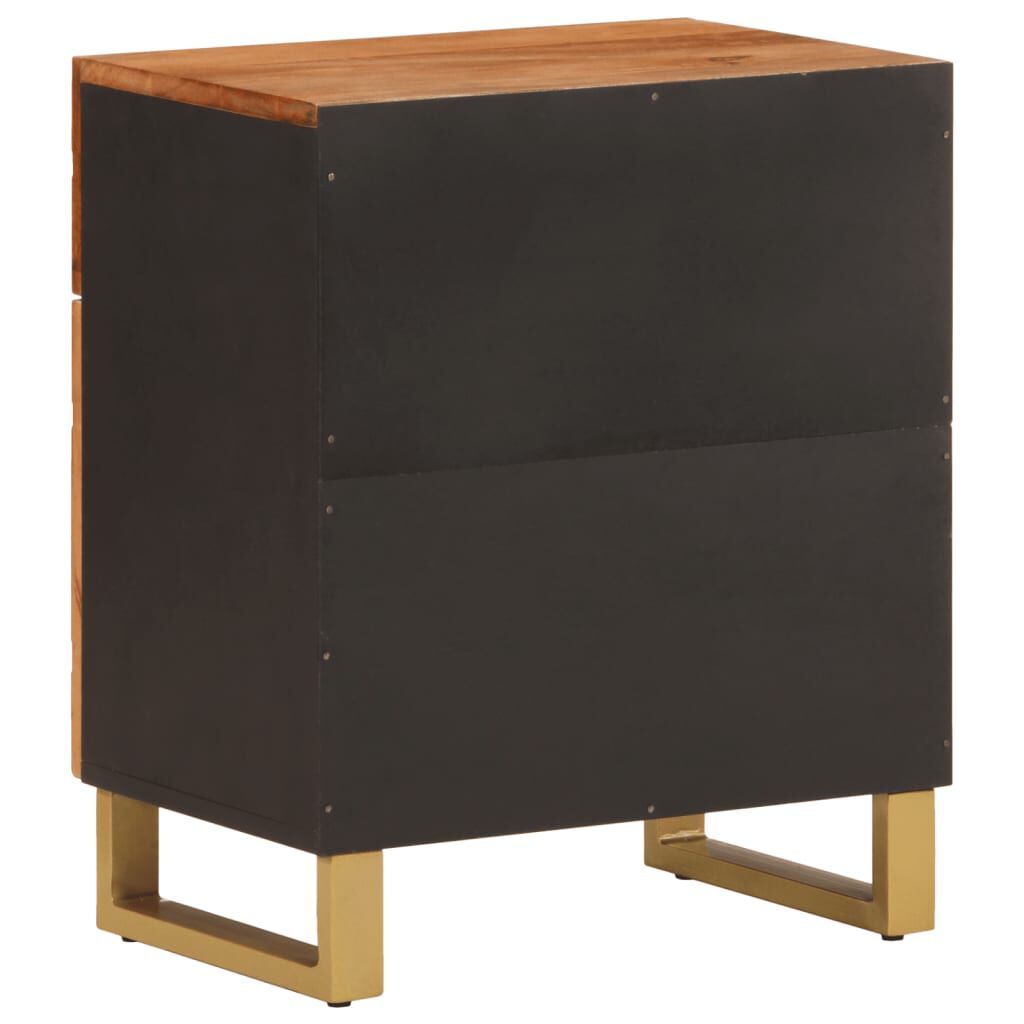 vidaXL Κομοδίνο Καφέ και Μαύρο 50x33x60 εκ. από Μασίφ Ξύλο Μάνγκο