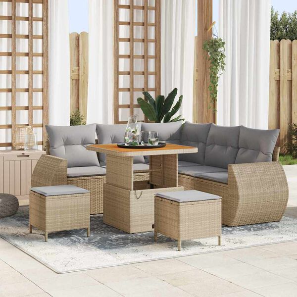 vidaXL Σετ Καναπέ Κήπου 8 pcs Μπεζ συνθετικό ρατάν