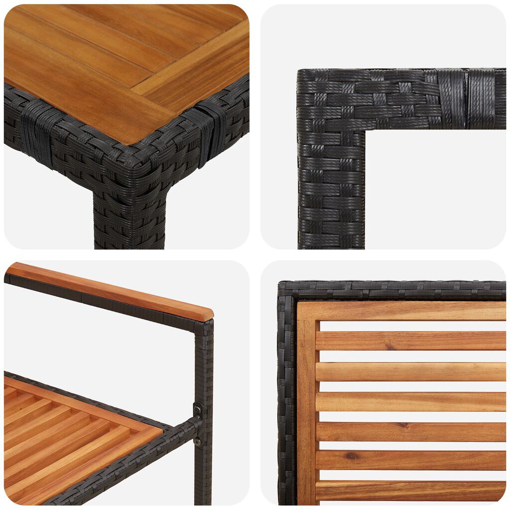vidaXL Σέτ φαγητού για κήπο 7 pcs Μαύρο 150 x 90 x 75 cm