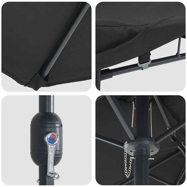 vidaXL Ομπρέλα Κήπου Μαύρο 385 x 209 x 244 εκατοστά ύφασμα
