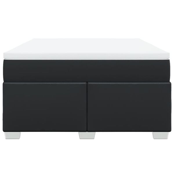 vidaXL Κρεβάτι Boxspring με Στρώμα Μαύρο 160x200εκ.από Συνθετικό Δέρμα