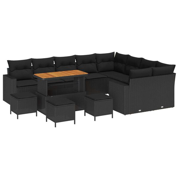 vidaXL Σετ Καναπέ Κήπου 13 pcs Μαύρο συνθετικό ρατάν