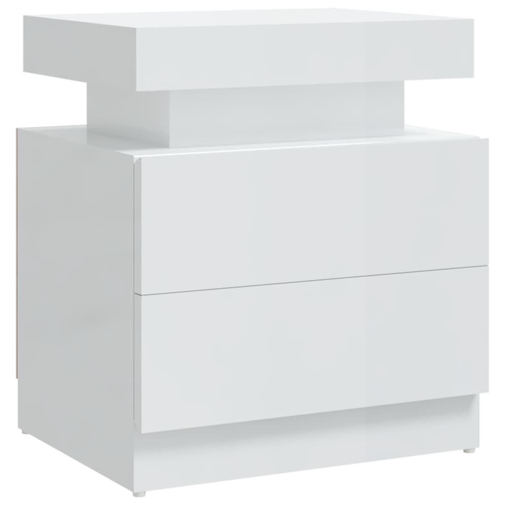 vidaXL Κομοδίνο Γυαλ. Λευκό 45 x 35 x 52 εκ. από Επεξεργασμένο Ξύλο