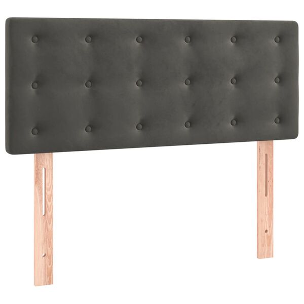 vidaXL Κρεβάτι Boxspring με Στρώμα & LED Σκ. Γκρι 100x200εκ. Βελούδινο