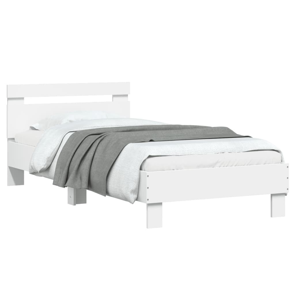 vidaXL Πλαίσιο Κρεβατιού με Κεφαλάρι Λευκό 75x190 εκ. Επεξ. Ξύλο