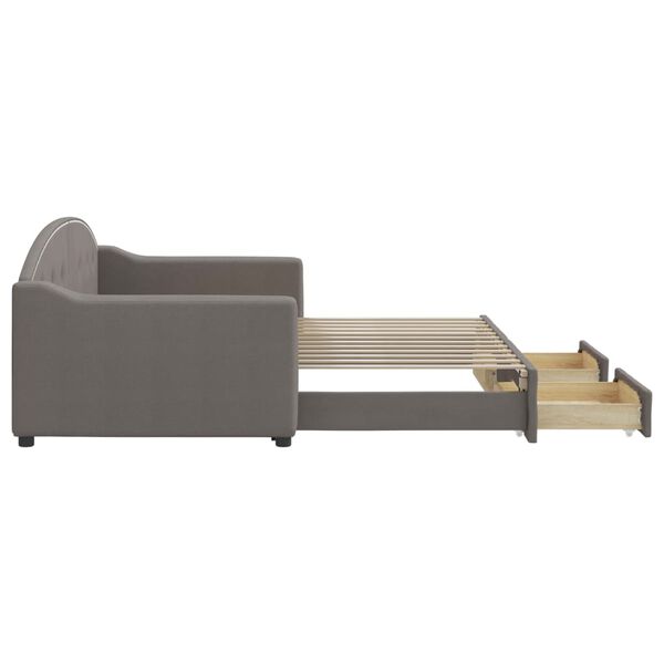 vidaXL Καναπές Κρεβάτι Συρόμενος Taupe 90x200 εκ. Ύφασμα & Συρτάρια