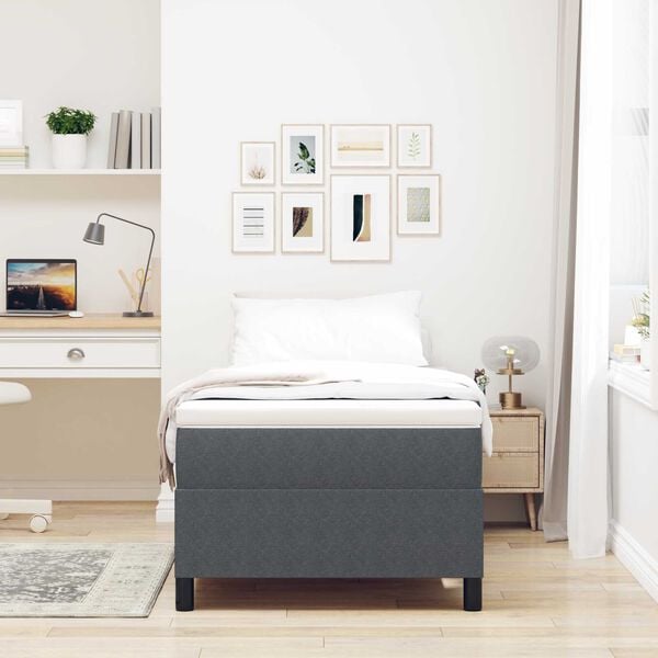 vidaXL Κρεβάτι με ελατήρια Σκούρο γκρι 100 x 200 cm Βελούδο