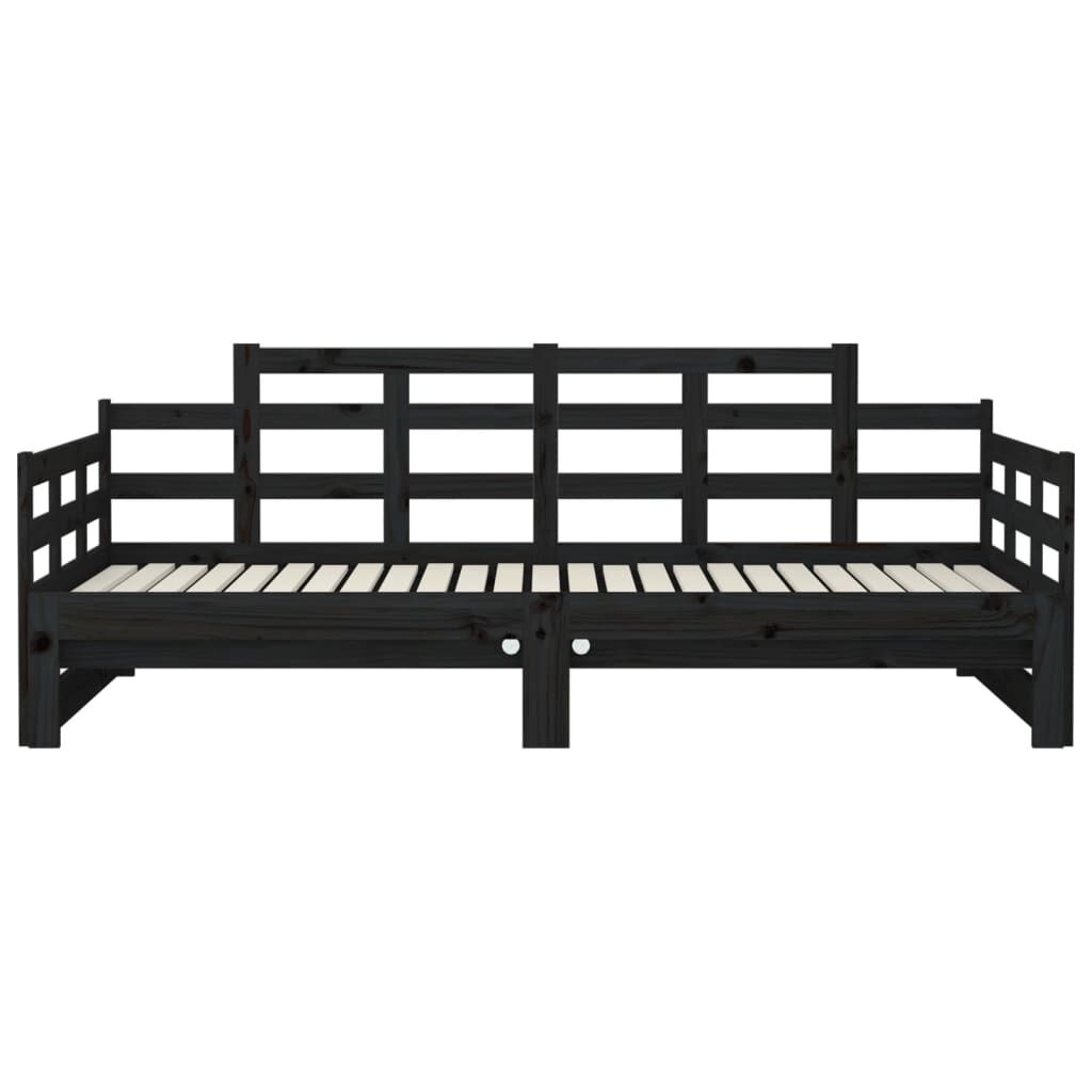 vidaXL Καναπές Κρεβάτι Συρόμενος Μαύρος 2x(80x200) εκ. από Μασίφ Πεύκο