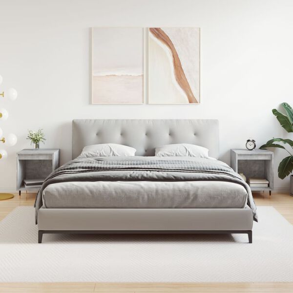 vidaXL Κομοδίνα 2 τεμ. Γκρι Σκυροδέματος 40x35x50 εκ. Επεξεργ. Ξύλο