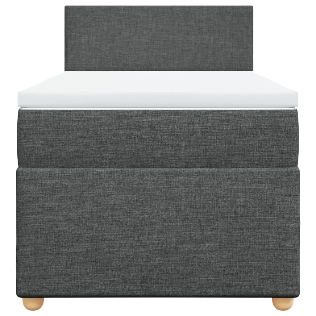 vidaXL Κρεβάτι Boxspring με Στρώμα Σκούρο Γκρι 100x200 εκ. Υφασμάτινο