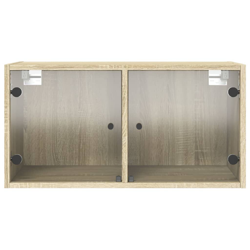 vidaXL Κομοδίνα με Γυάλινες Πόρτες 2 τεμ. Sonoma Δρυς 68,5x37x35 εκ.