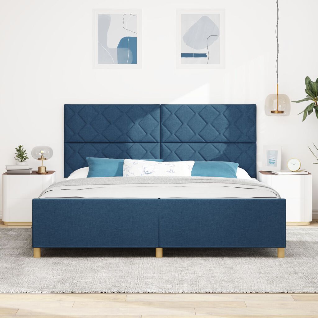 vidaXL Κρεβάτι Μπλε 200x200 εκ. Ύφασμα