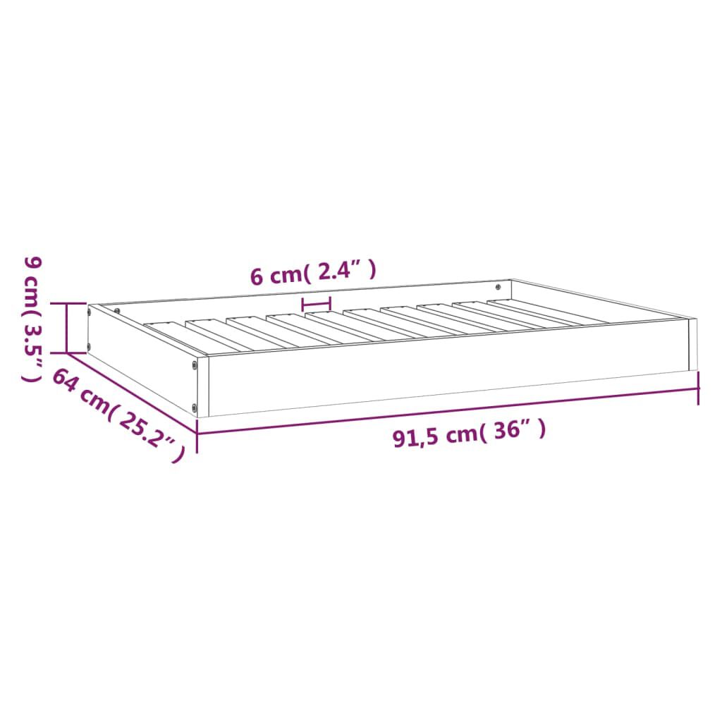 vidaXL Κρεβάτι Σκύλου Μελί 91,5 x 64 x 9 εκ. από Μασίφ Ξύλο Πεύκου