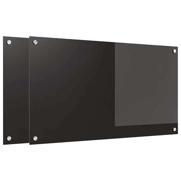 vidaXL Πίσω Πάνελ Κουζίνας Μαύρο 90 x 50 cm σκληρυμένο γυαλί
