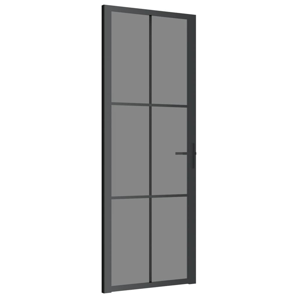 vidaXL Εσωτερική Πόρτα 76x201,5 εκ. Μαύρη ESG Γυαλί και Αλουμίνιο