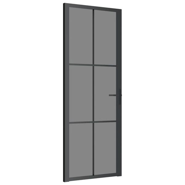 vidaXL Εσωτερική Πόρτα 76x201,5 εκ. Μαύρη ESG Γυαλί και Αλουμίνιο
