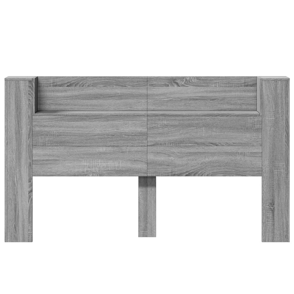 vidaXL Κεφαλάρι με Αποθηκ. Χώρο & LED Γκρι Sonoma 180x16,5x103,5 εκ.