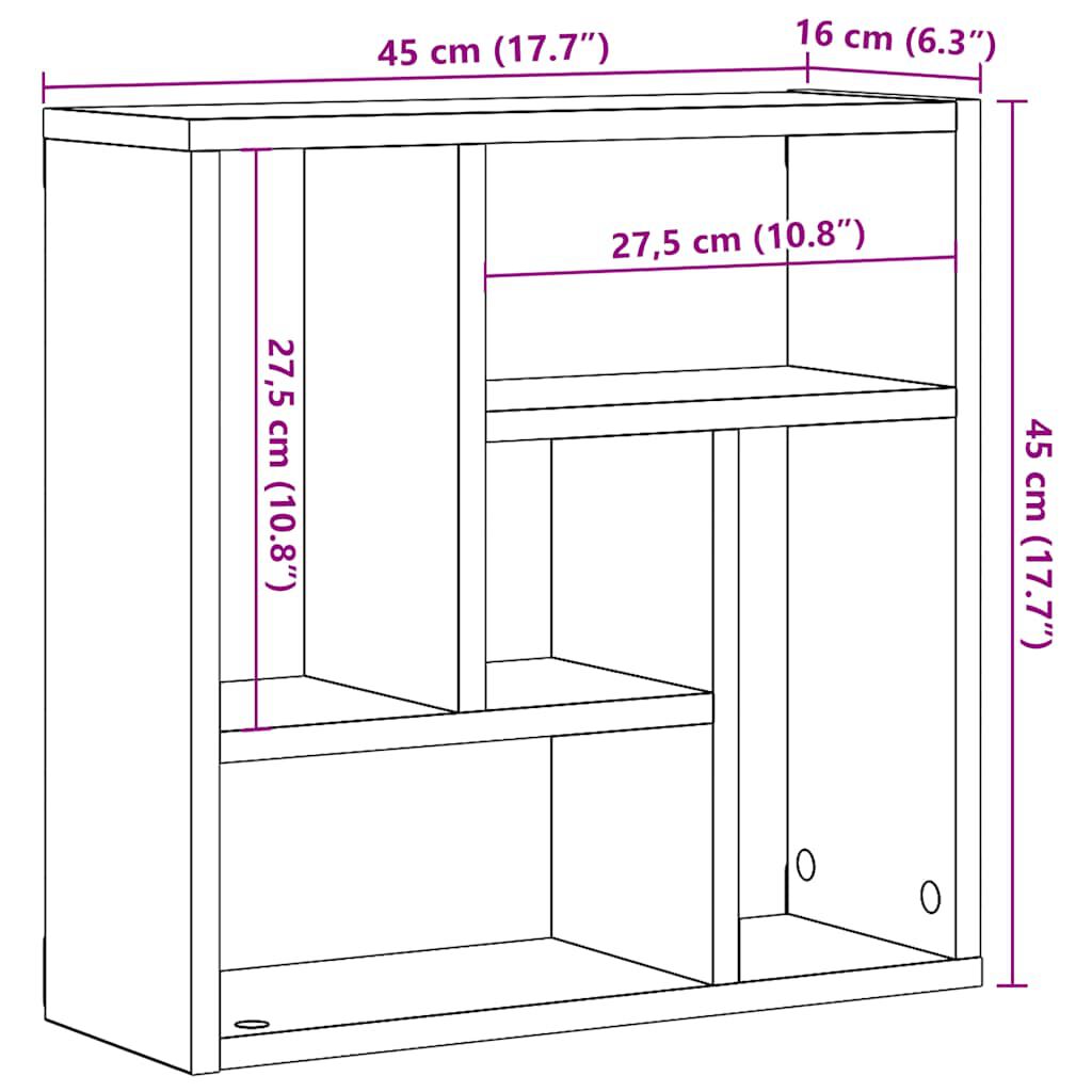 vidaXL Ραφιέρα Τοίχου Όψη Παλαιού Ξύλου 45x16x45 εκ. από Επεξ. Ξύλο