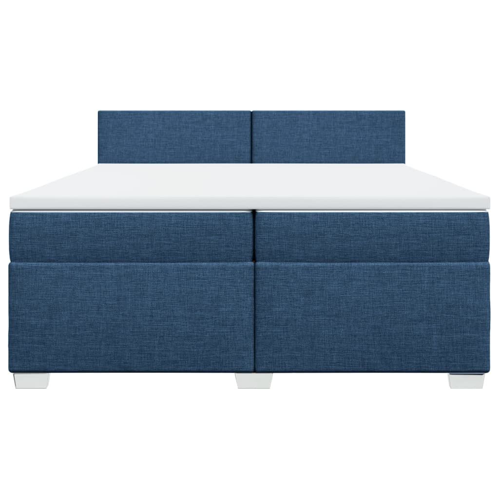 vidaXL Κρεβάτι Boxspring με Στρώμα Μπλε 200x200 εκ. Υφασμάτινο