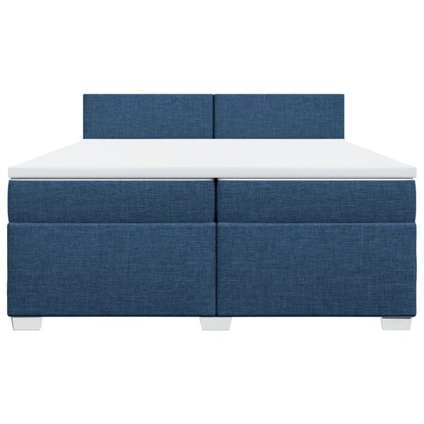 vidaXL Κρεβάτι Boxspring με Στρώμα Μπλε 200x200 εκ. Υφασμάτινο