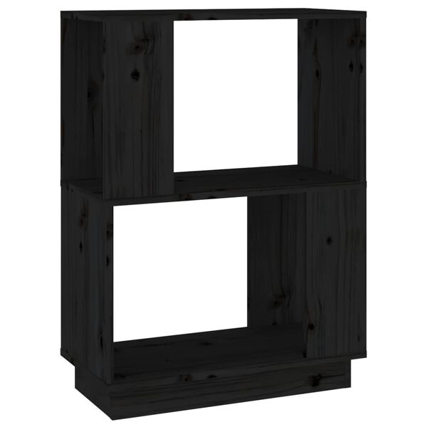 vidaXL Βιβλιοθήκη/Διαχωριστικό Χώρου Μαύρο 51x25x70 εκ. Μασίφ Πεύκο