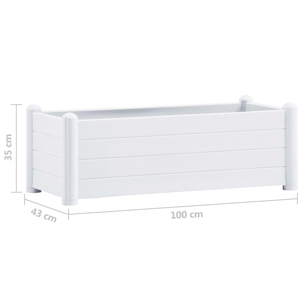 vidaXL Ζαρντινιέρα Υπερυψωμένη Λευκή 100 x 43 x 35 εκ. Πολυπροπυλένιο