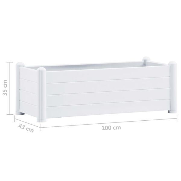 vidaXL Ζαρντινιέρα Υπερυψωμένη Λευκή 100 x 43 x 35 εκ. Πολυπροπυλένιο