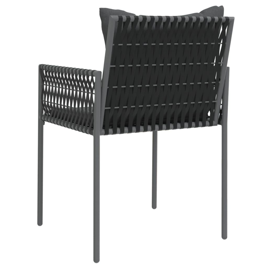 vidaXL Καρέκλες Κήπου 4 τεμ. Μαύρο 54x61x83 εκ Συνθ. Ρατάν & Μαξιλάρια