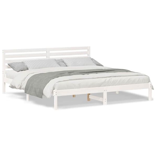 vidaXL Σκελετός Κρεβατιού Λευκό 180 x 200 cm Μασίφ ξύλο πεύκου