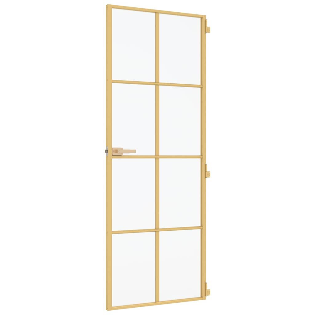 vidaXL Εσωτερική Πόρτα Χρυσή 83 x 201,5 εκ. Ψημένο Γυαλί & Αλουμίνιο