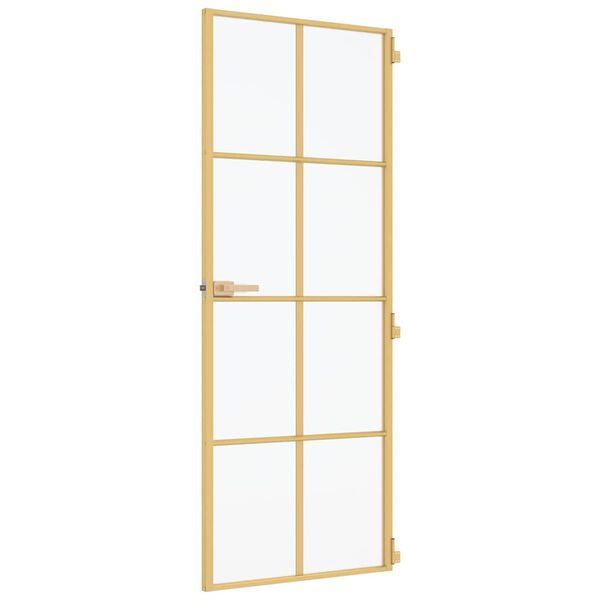 vidaXL Εσωτερική Πόρτα Χρυσή 83 x 201,5 εκ. Ψημένο Γυαλί & Αλουμίνιο
