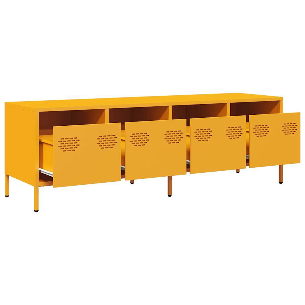vidaXL Έπιπλο Τηλεόρασης Μουσταρδί 135x39x43,5 εκ Ατσάλι Ψυχρής Έλασης