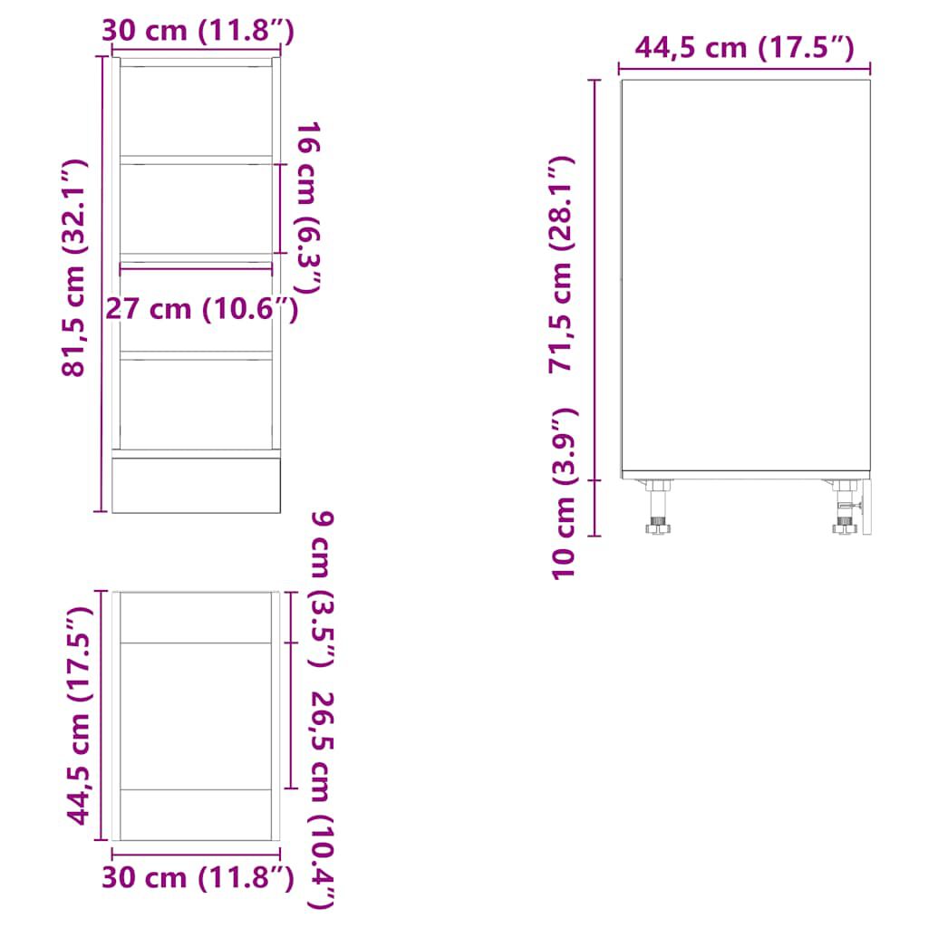 vidaXL Ντουλάπι Δαπέδου Riga Sonoma Δρυς 30x44,5x81,5 εκ. Ξύλο